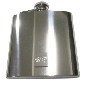 Silver Toned Square Etched Swan Bird 6oz Flask